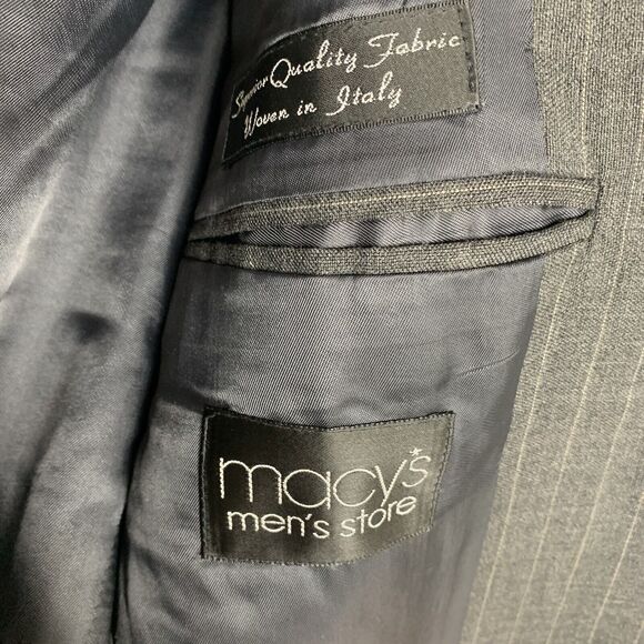 Alfani Black Striped 100% Wool Blazer Sport Jacket - Picture 8 of 8